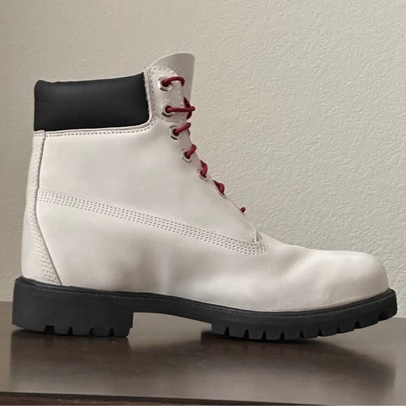 Timberland Premium 6-Inch Boots Men\'s 9.5 M White Red Waterproof Nubuck Leather main image 8